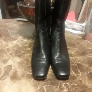 Cole Haan Black Leather Mid Calf Women Boots